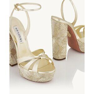 Aquazzura Gold Platform Sandals La Nuit 140 in Platino